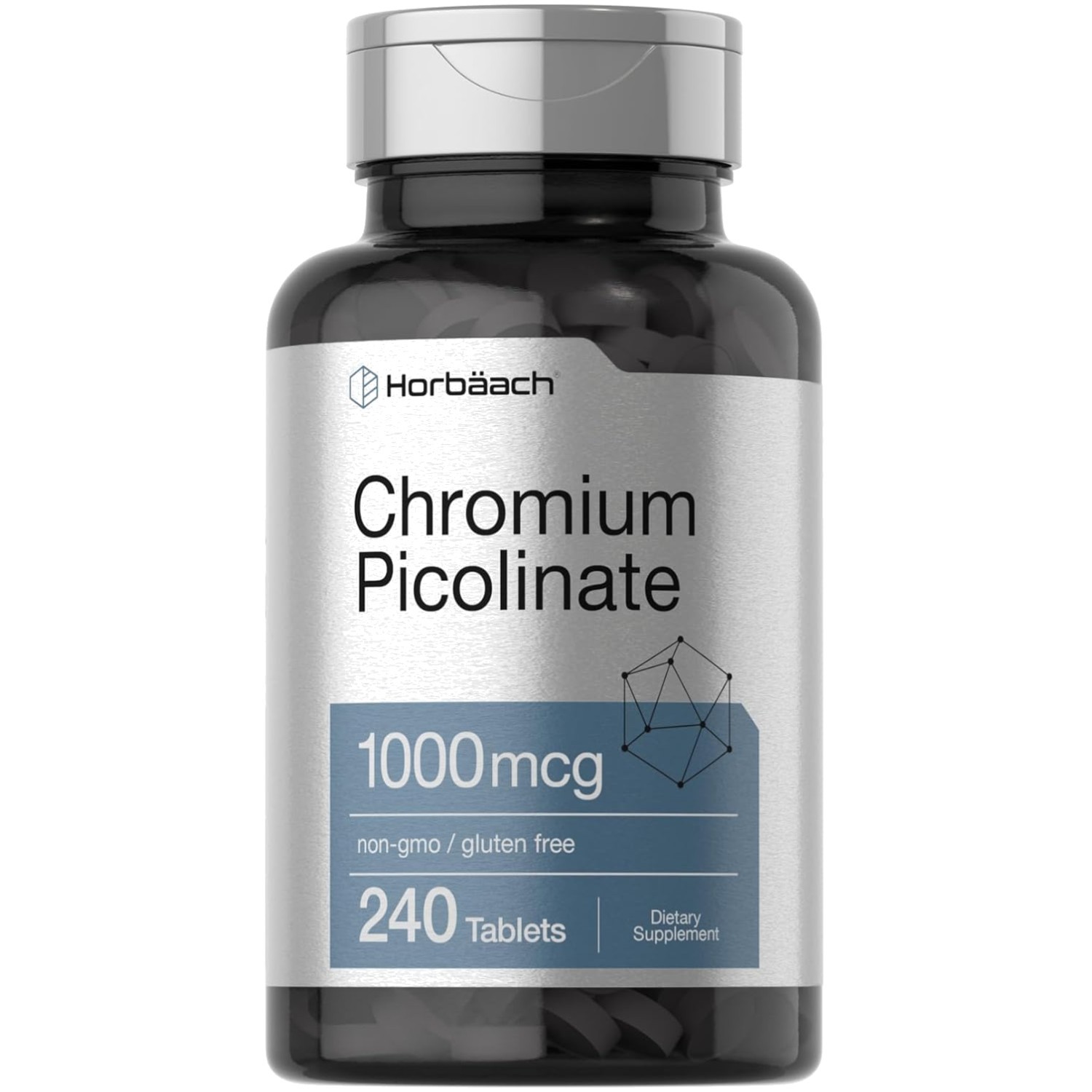 Picolinato de Cromo 1000mcg Apoya Niveles Saludables de Azucar en la Sangre240ct