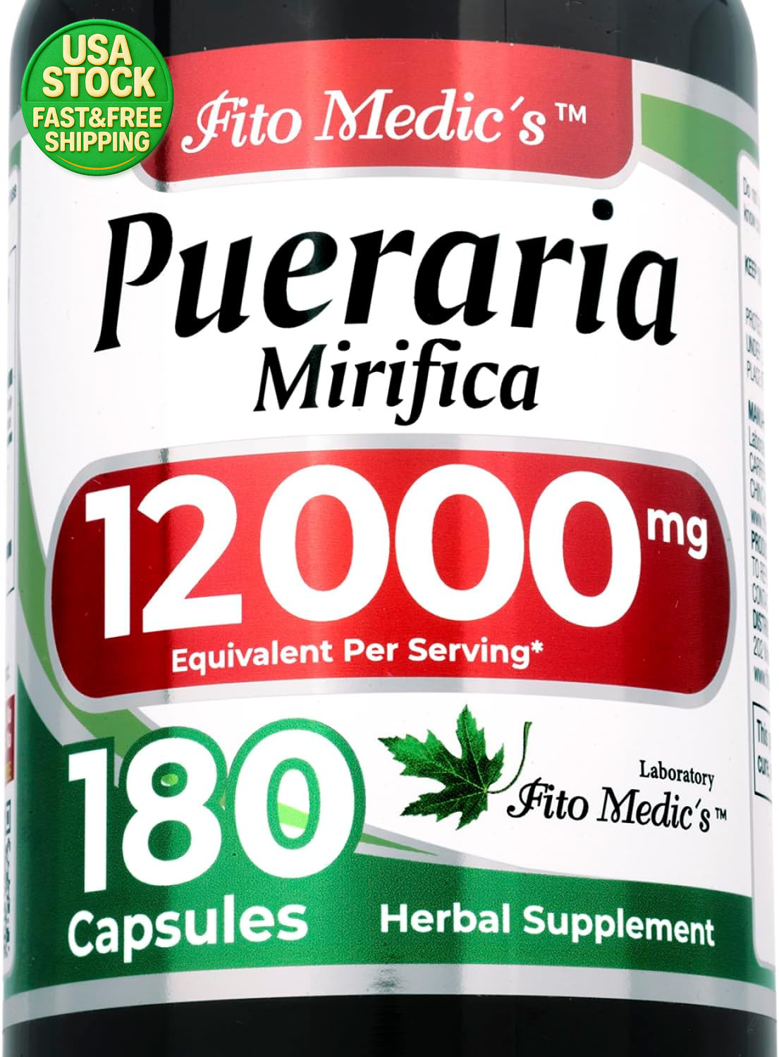 Pueraria Mirifica Capsules 600Mg Herbal Supplement 180 Count 60 Day Supply