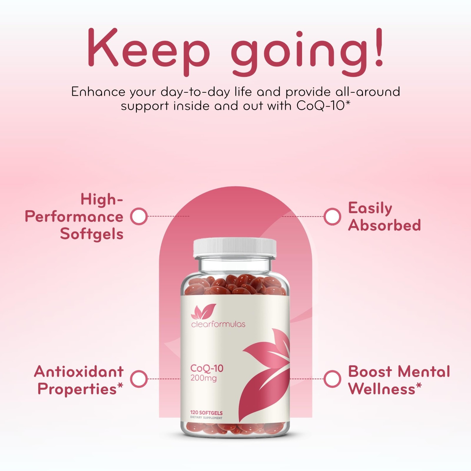 CoQ10 200mg Softgels – Quick Absorption Antioxidant for Heart & Energy Support,
