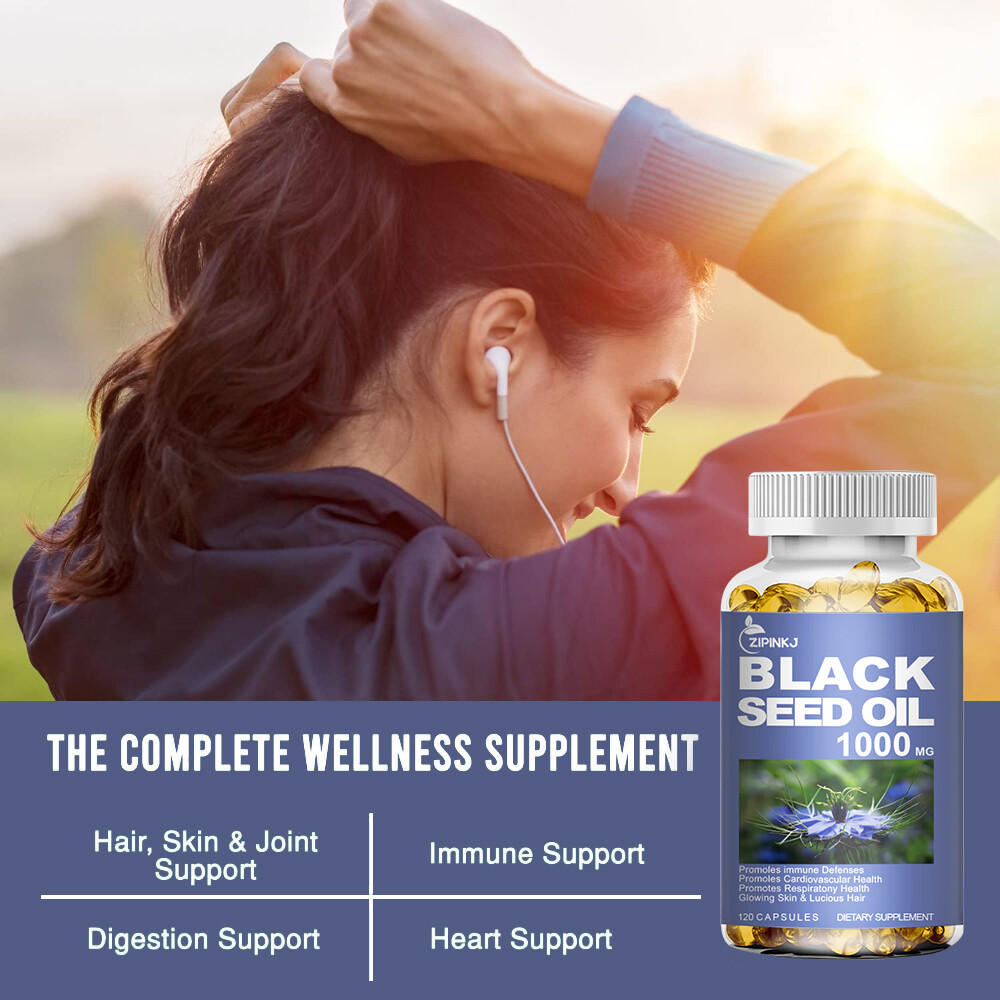 Black Seed Oil 120 Capsule Organic Cold Pressed Cumin Nigella Sativa Softgel Cap