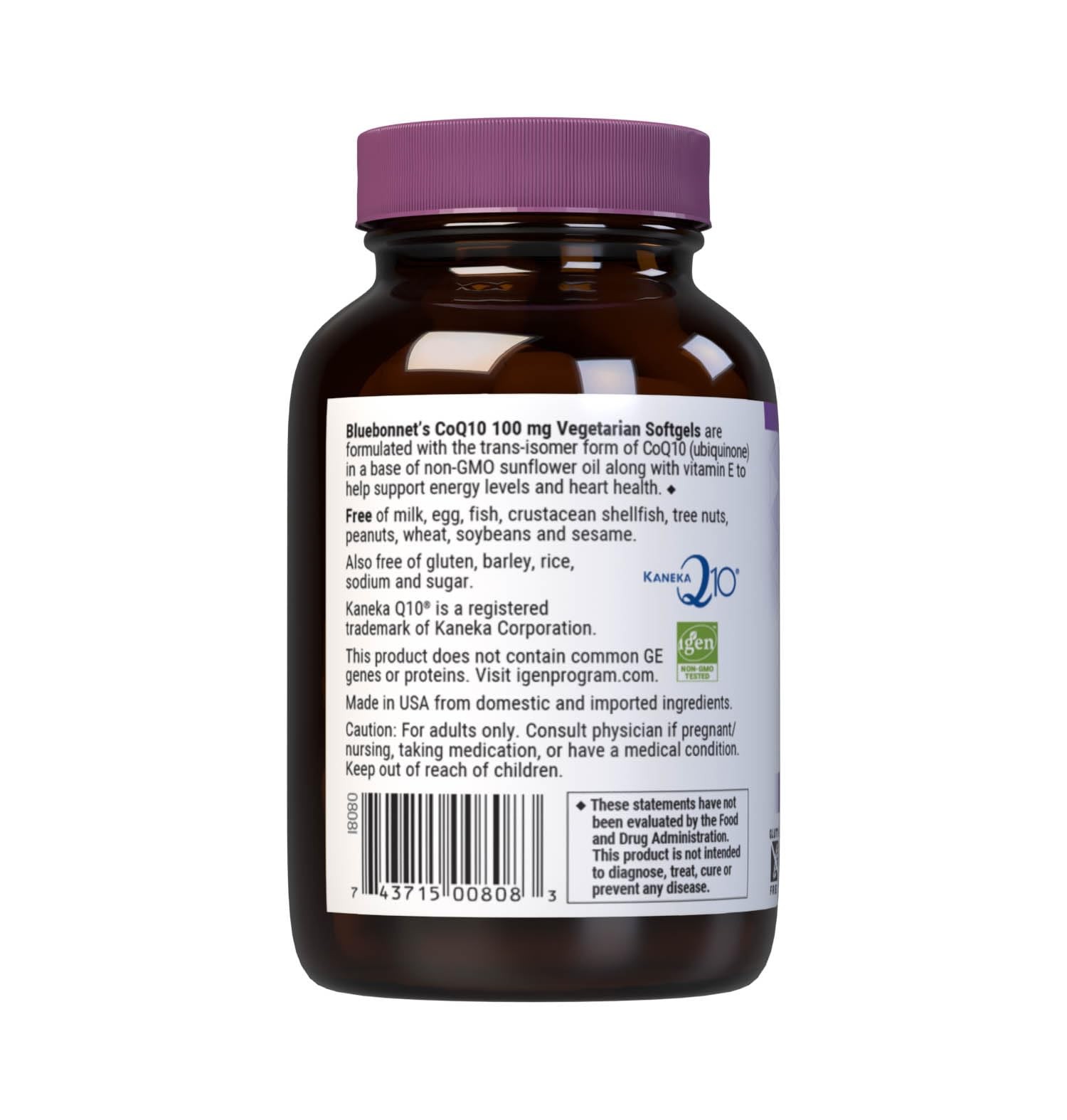 Bluebonnet Coq-10 Vegetarian Softgels 100 Mg 60 Count