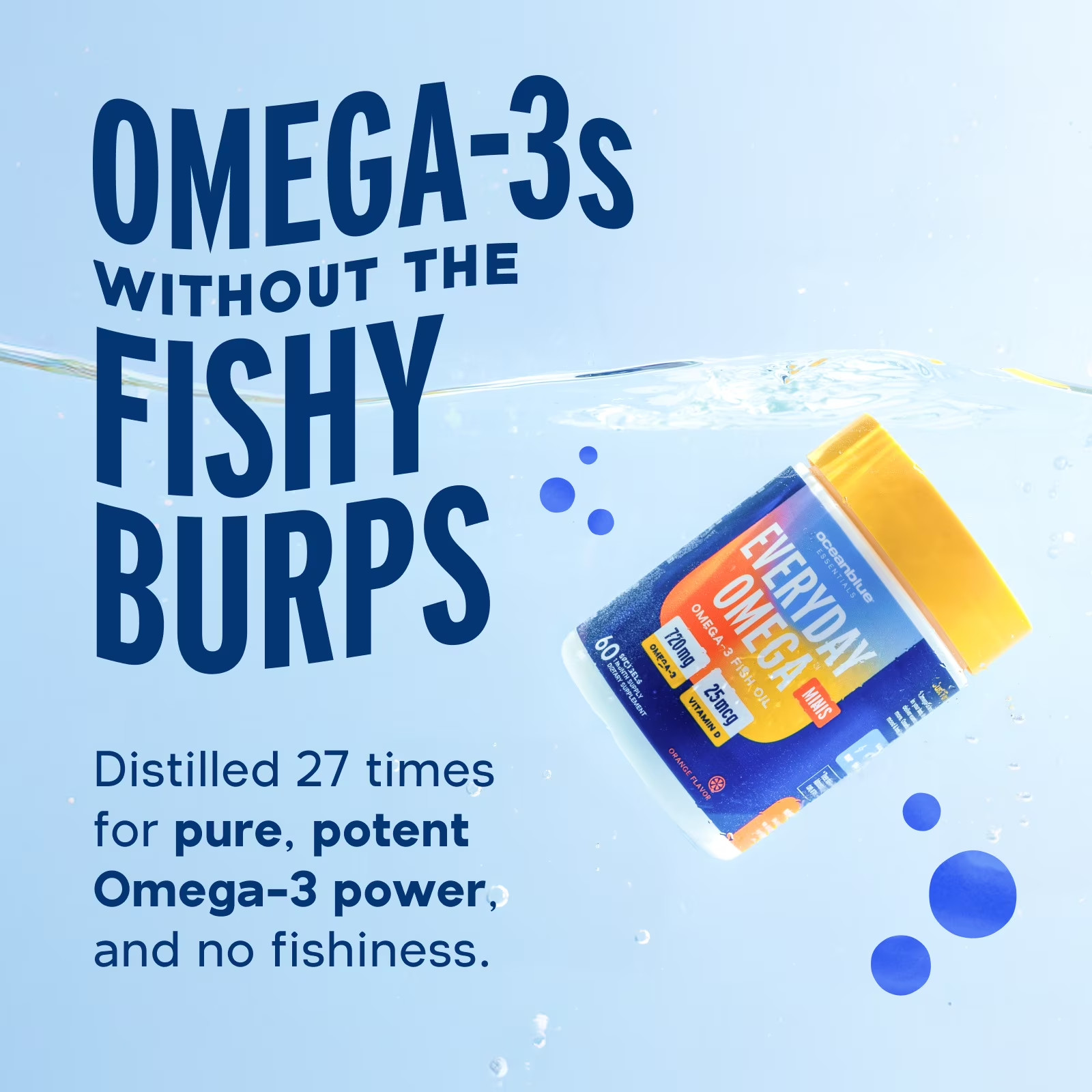 OceanBlue Omega 3 Minis Fish Oil with Vitamin D3 Burpless 180 Ct