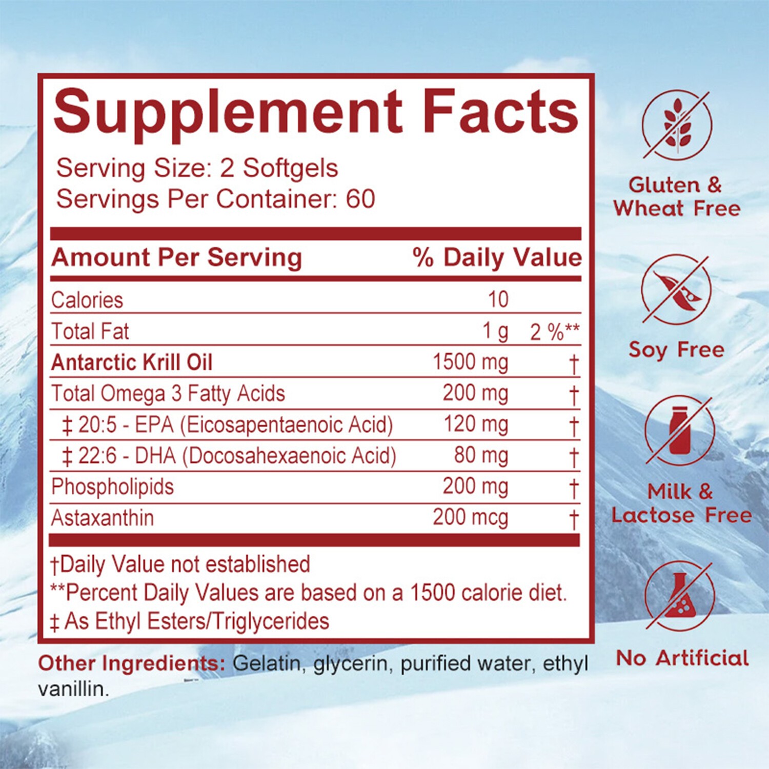120pcs Antarctic Krill Oil – Support Joint, Brain, Heart, Blood Pressure Health
