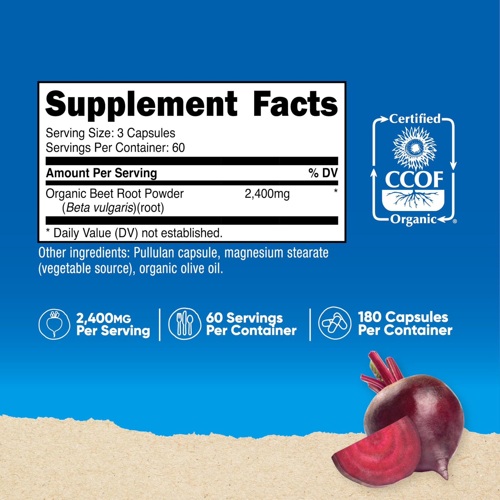 Nutricost Beet Root 2400mg, 180 Capsules – CCOF 180 Count (Pack of 1)