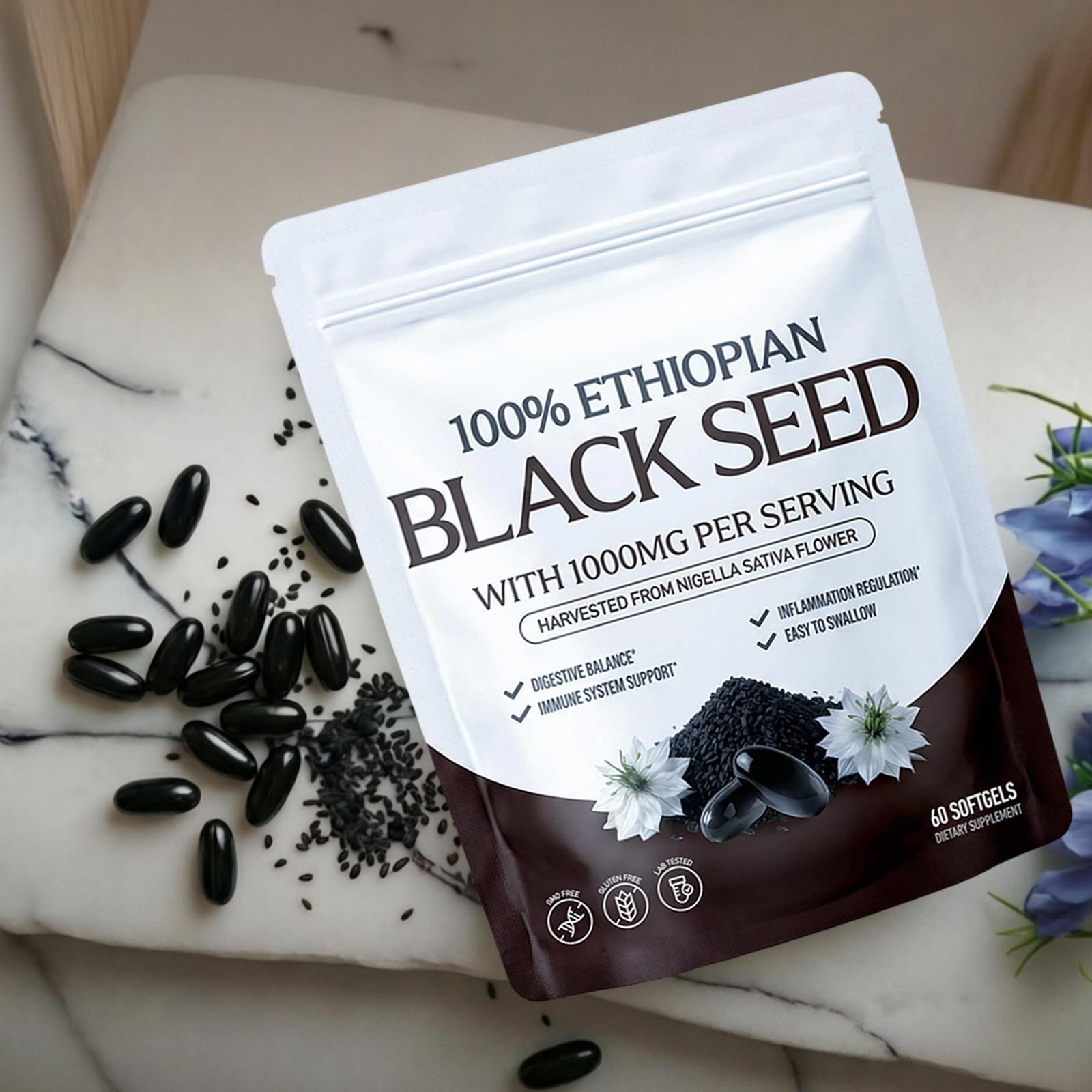 Resilia Ethiopian Black Seed Oil 1000MG Softgels 60 Counts Organic Natural