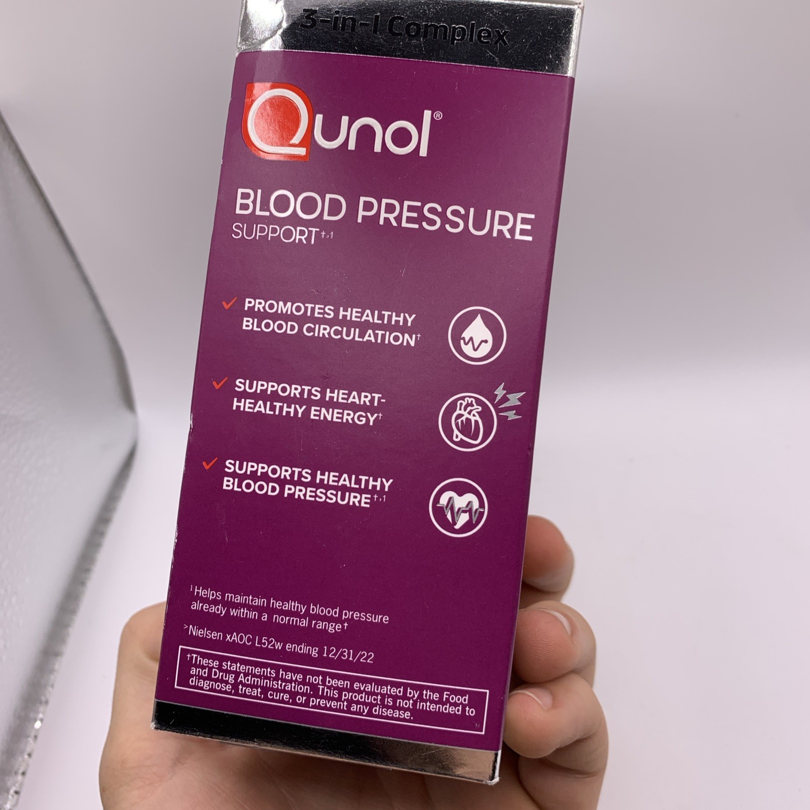 Qunol Blood Pressure Support 3 in 1 Beets CoQ10 Grape Seed 60 Capsules (READ)