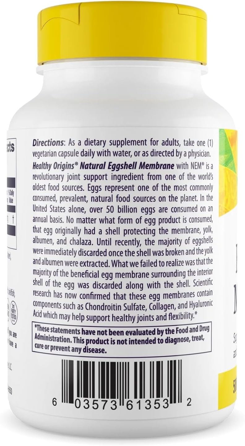 Healthy Origins Eggshell Membrane 500 mg (NEM, Non-GMO, 30 Count (Pack of 1)