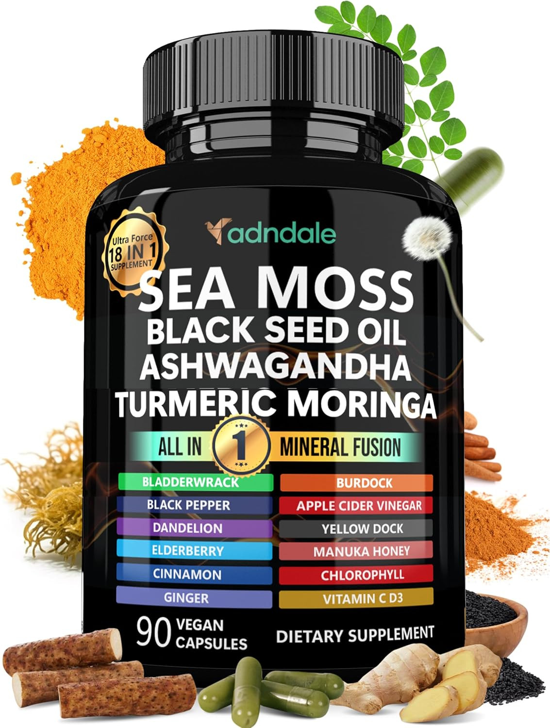 Sea Moss Capsules – Sea Moss Blend with Ashwagandha, Turmeric & Black Seed Oil –