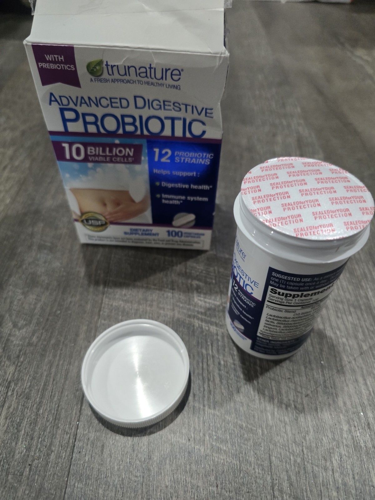 TruNature Advanced Digestive Probiotic Capsules -100 Count- 12 Probiotic Strains