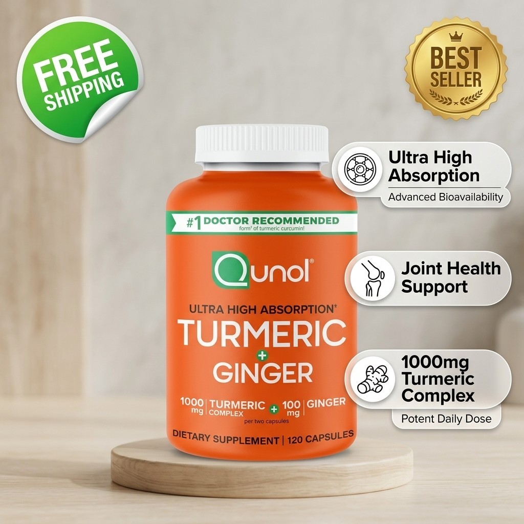 Qunol Turmeric Ginger 1000mg 120 Capsules Exp 2028 Joint Support Pack 1 2 3