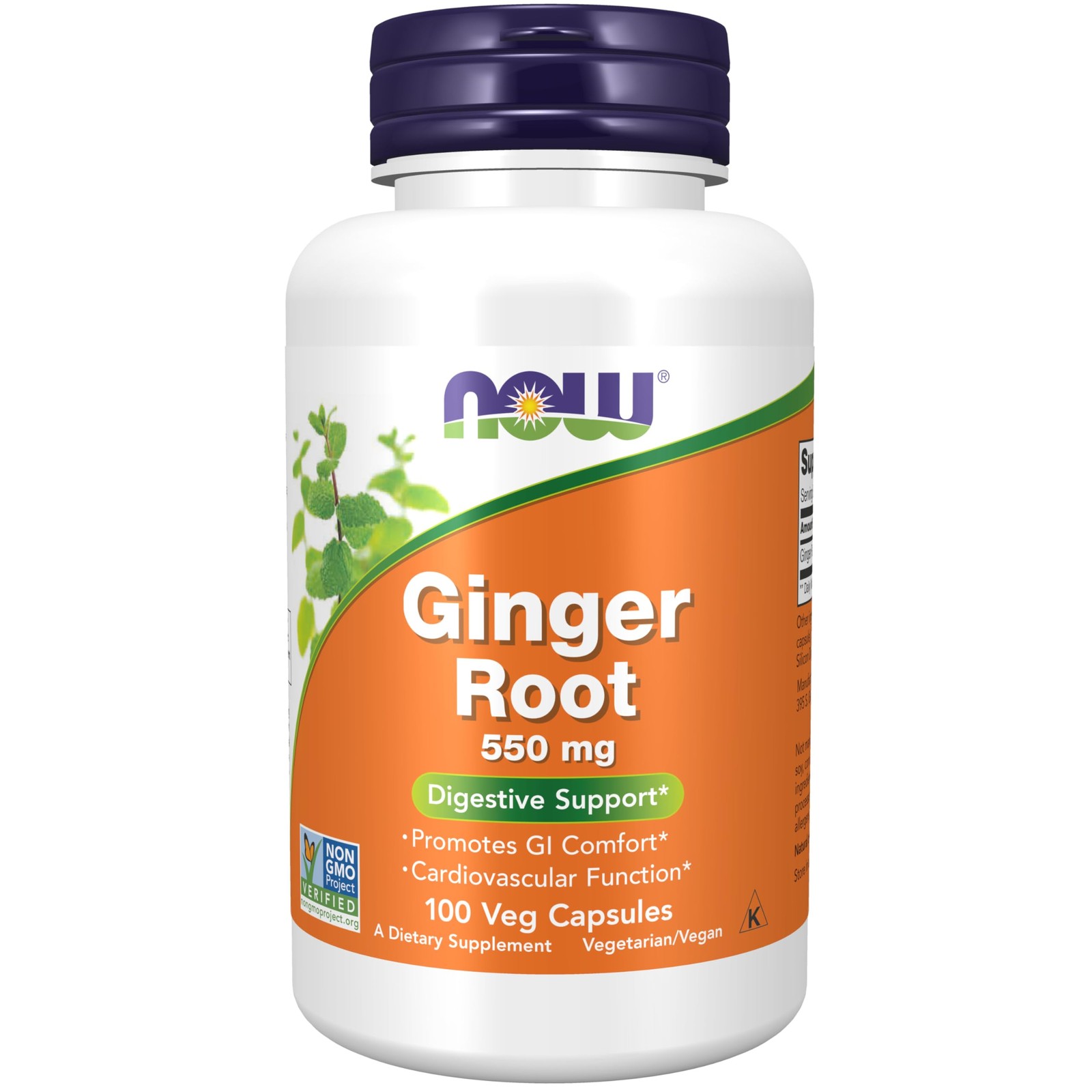 Ginger Root Herbal Supplement 100 Count For Digestive And Cardiovascular Health
