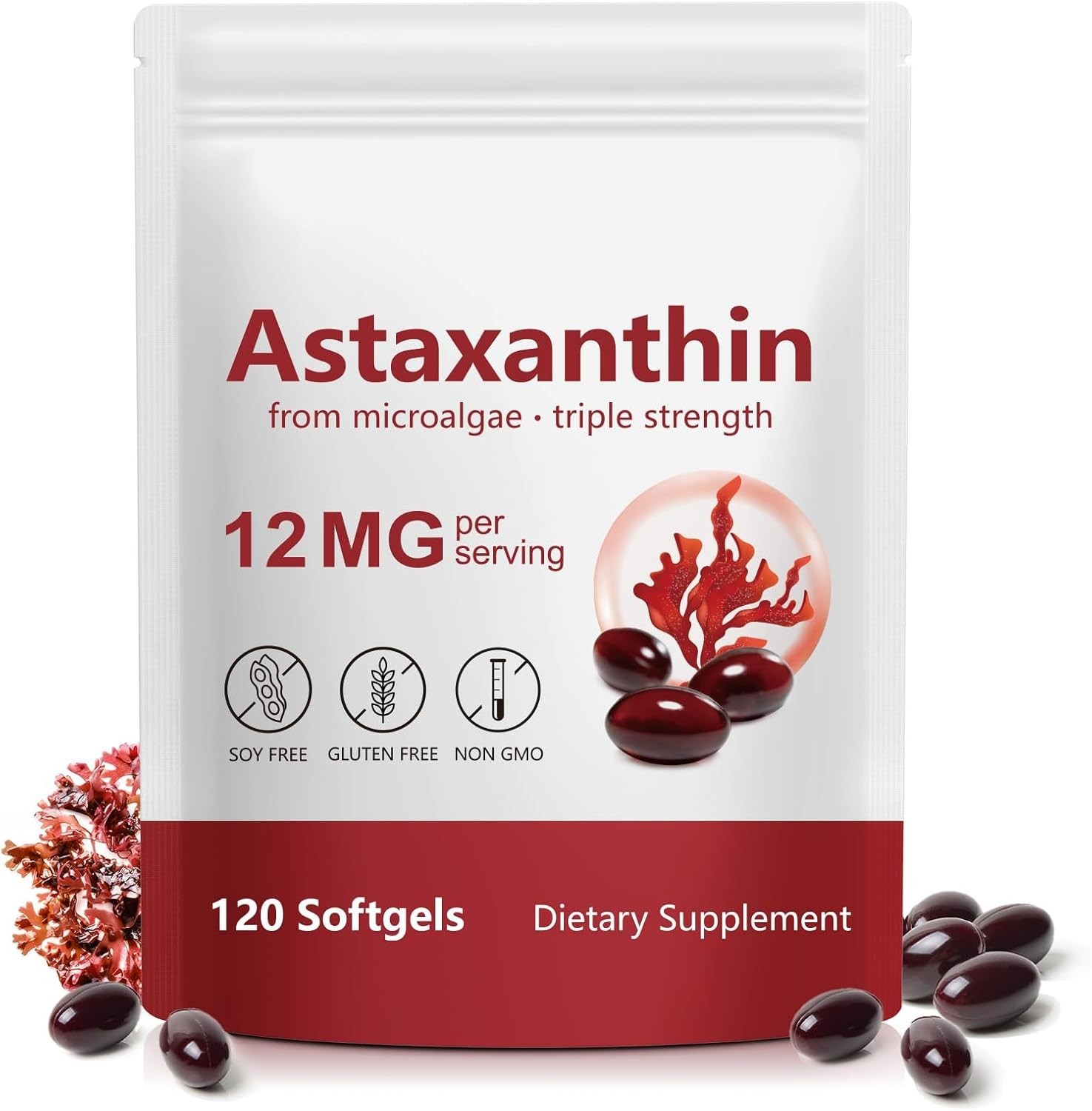 Astaxanthin 12mg Softgels – 4- Antioxidant Support for Eyes, Skin, Joints & H…