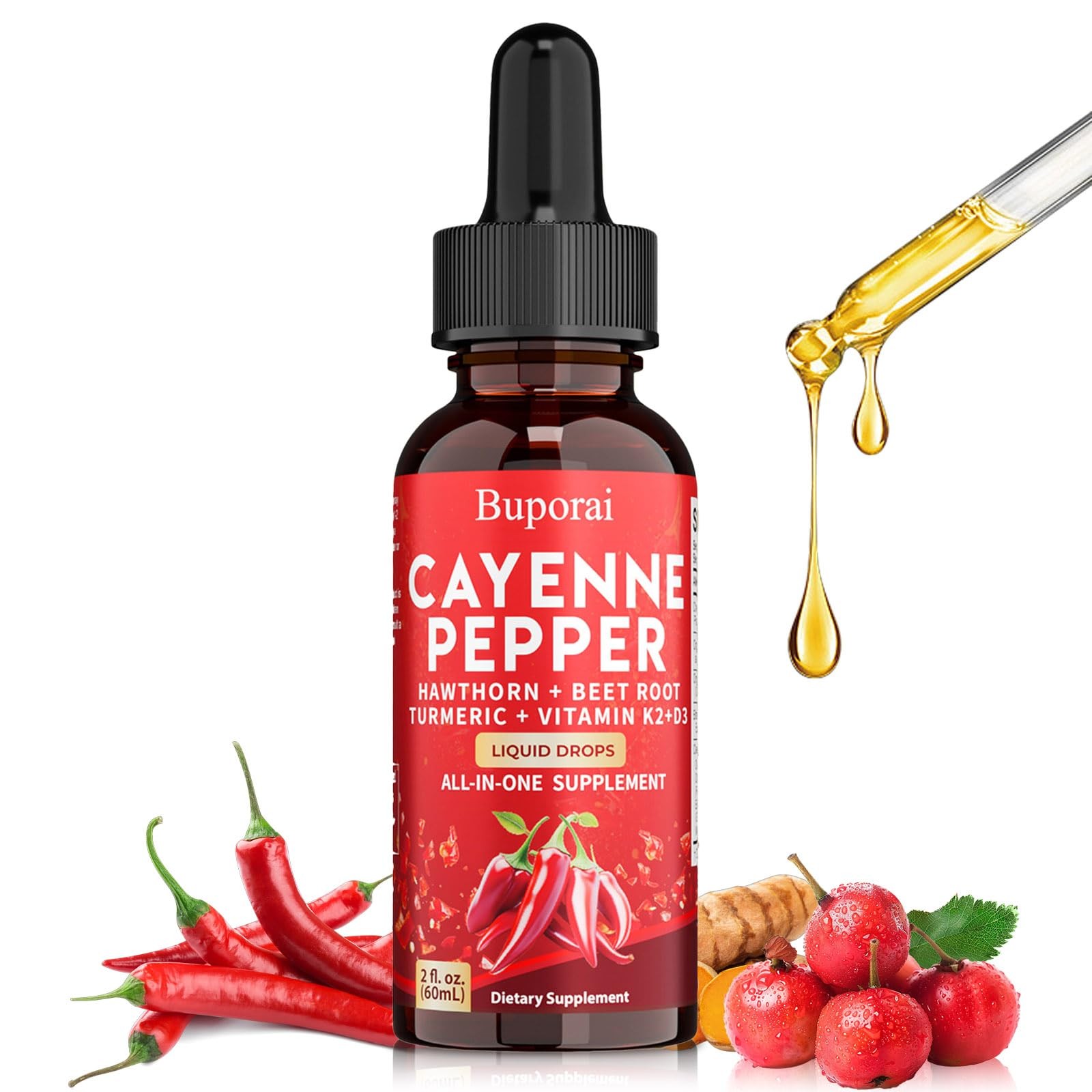 Buporai Cayenne Pepper Drops, Extract 2 Fl Oz (Pack of 1)