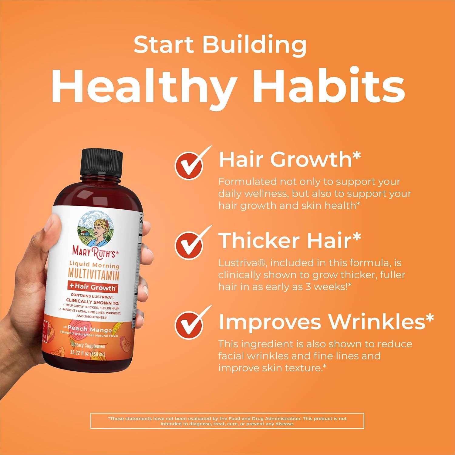 MaryRuth’s MaryRuth’s Liquid Morning Multivitamin +Hair Growth (Peach Mango
