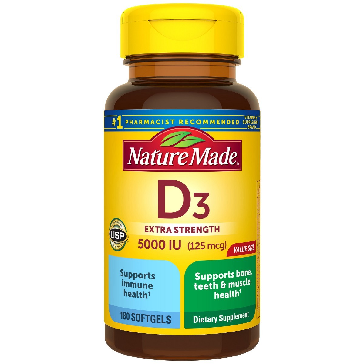 Nature Made Extra Strength Vitamin D3 5000 IU (125 mcg) – 180ct