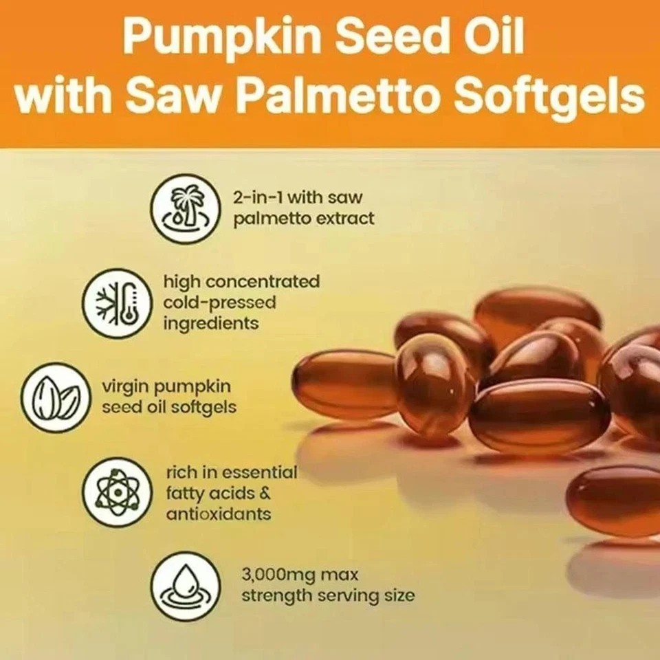 Pumpkin Seed Oil 1000mg with Saw Palmetto 300-Softgels.NEW