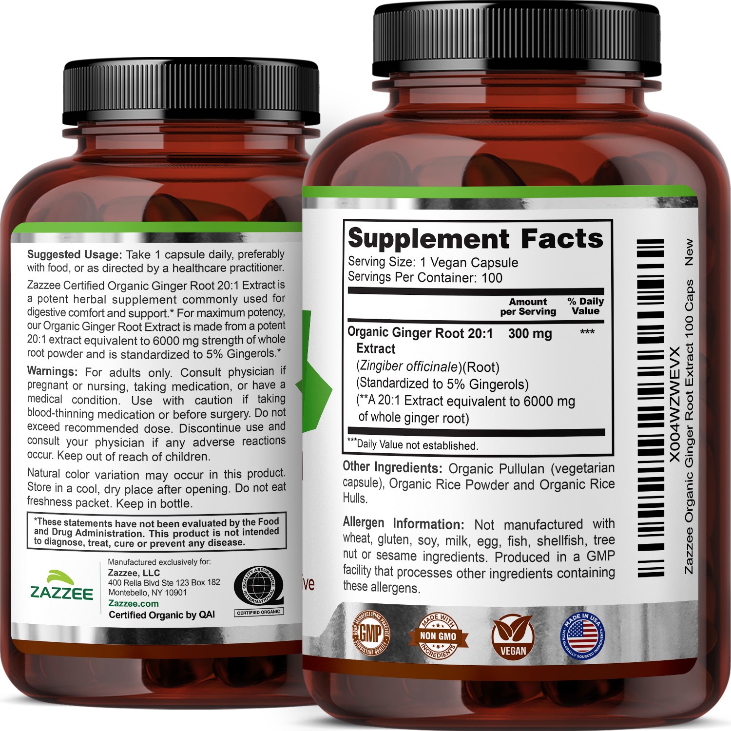 USDA Organic Ginger Root 20:1 Extract, 6000 mg Strength, 5% Gingerols