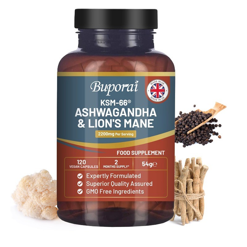 Ashwagandha and Lion’s Mane 120pcs,Support Cognitive Function and Memory Health
