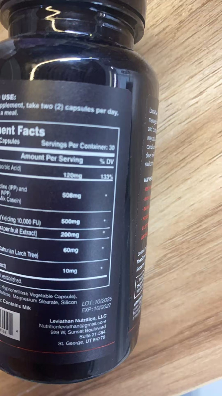 3Pcs-Leviathan Nutrition Hemo Flow Supplement Nattokinase with forNitric Oxide