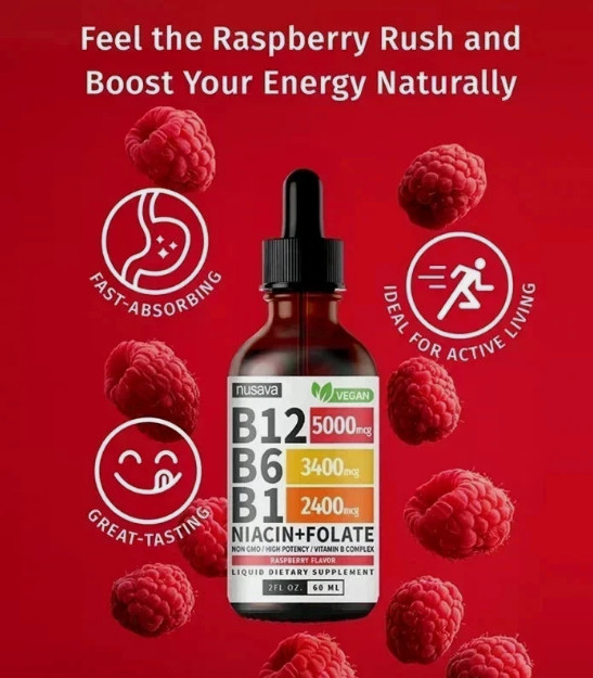 NUSAVA Vitamin B12 and B6 Liquid Drops, B12 Sublingual Vitamin B Complex,B1