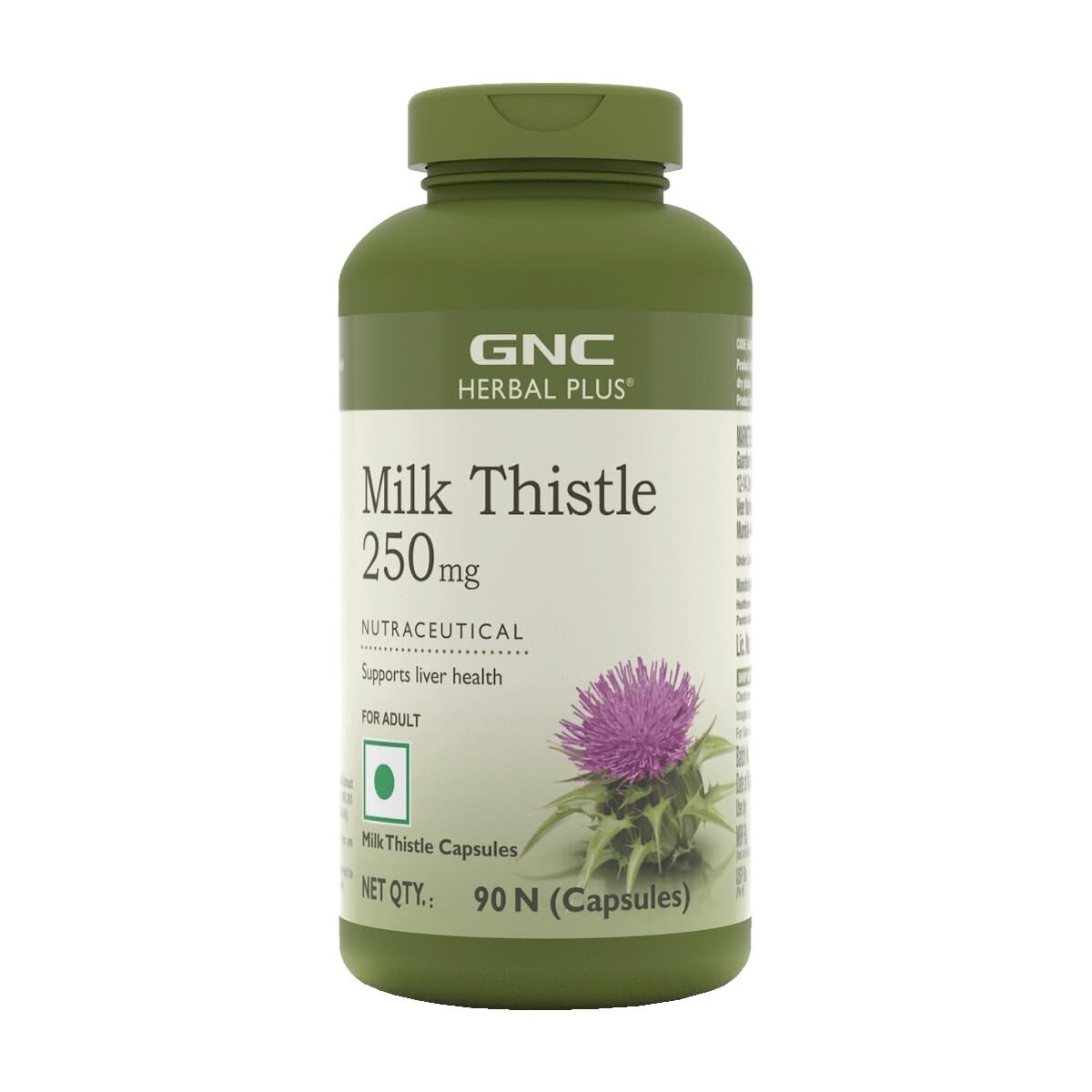 GNC Herbal Plus Milk Thistle 250 mg – 90 Capsules (Pack of 1) LONG EXPIRY