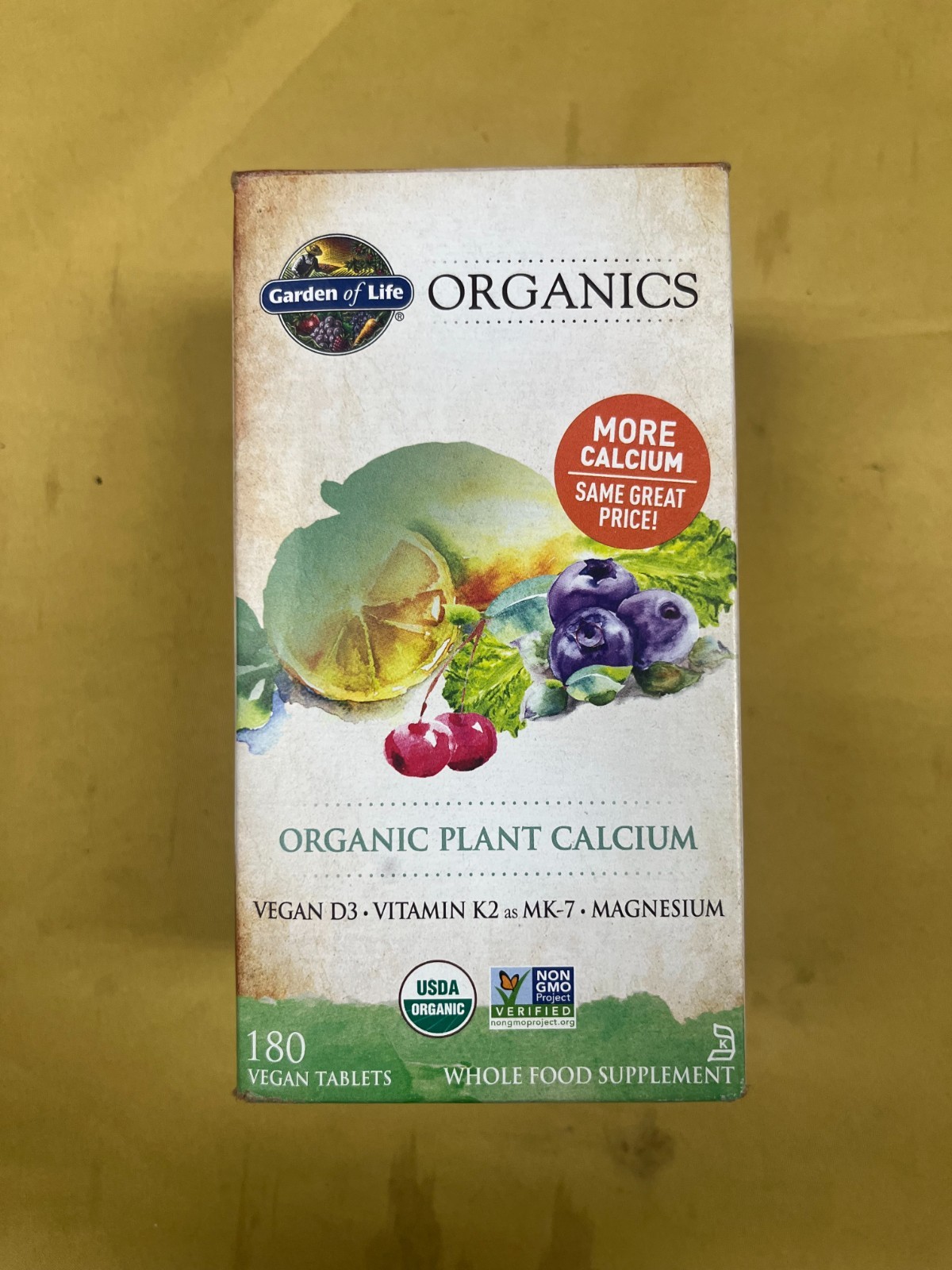 1 New Garden of Life Organics Organic Plant Calcium – 180 Tablets Exp. 02/2028