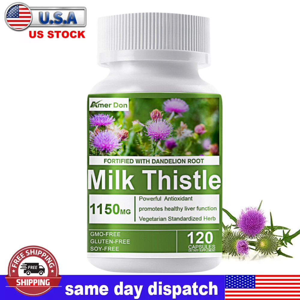 Organic Milk Thistle 1150 mg Strength 120 Veggie Caps 80% Silymarin 30:1