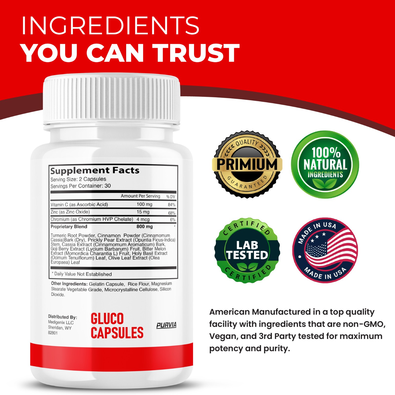 1-5x Glykonex Pro Gluco Capsules Daily Blood‑Sugar Optimizer Support Pills 60 ct