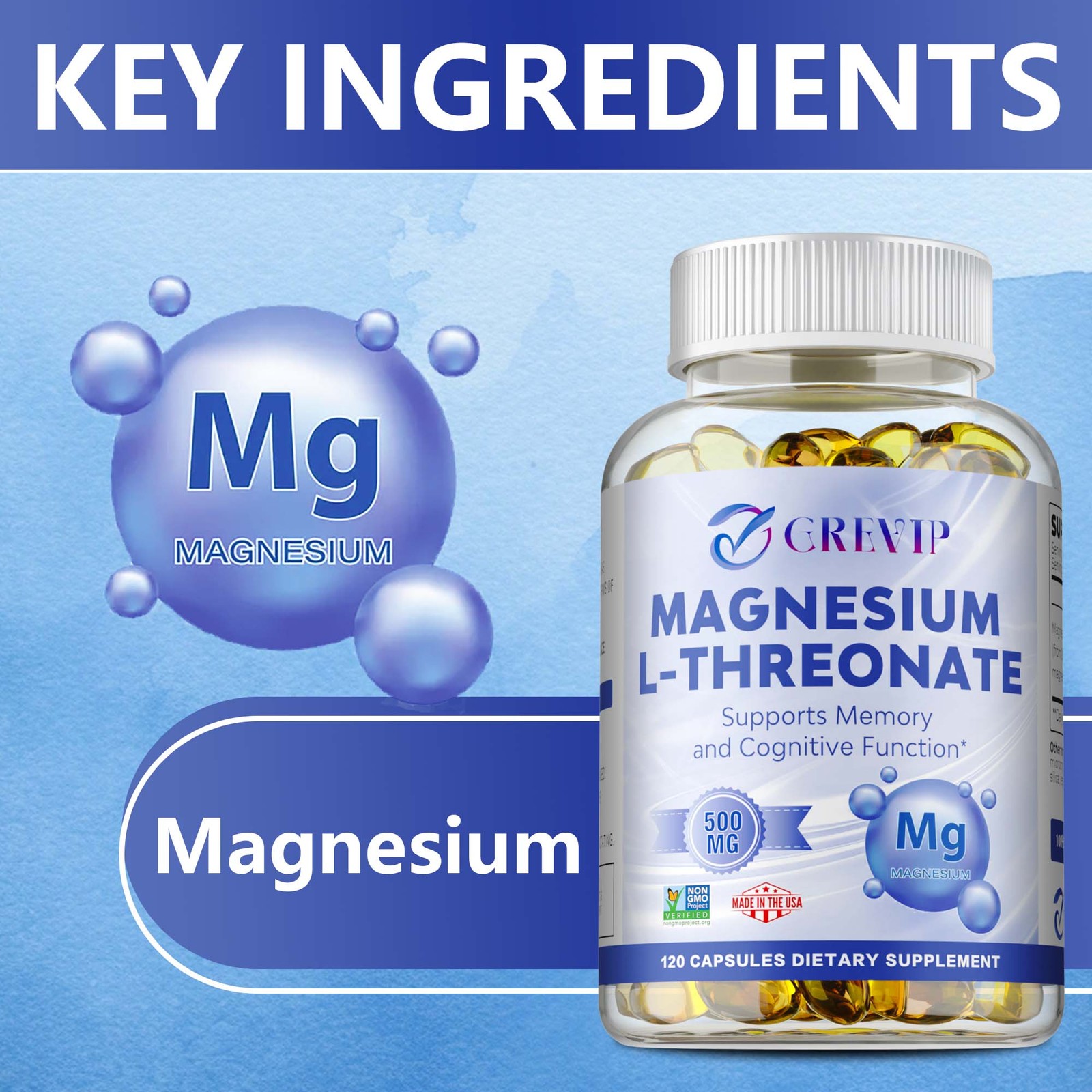 Magnesium L-threonate- Support Focus, Improved Sleep, Mood & Cognitive Abilities