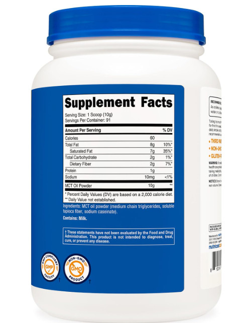 Nutricost MCT Oil Powder 2LBS (32oz) – Great for Ketosis and Ketogenic Diets