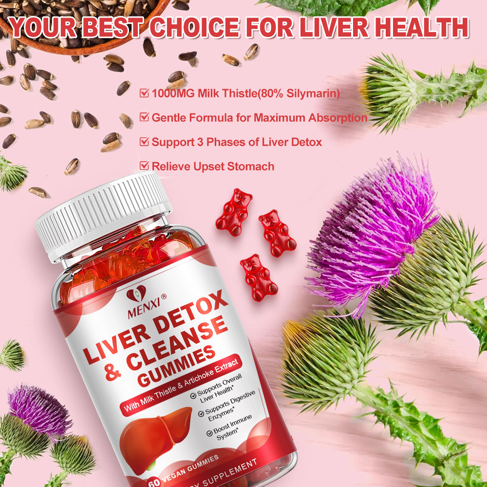 Liver Cleanse Detox & Repair 60 Gummies – Herbal Liver Support Milk Thistle