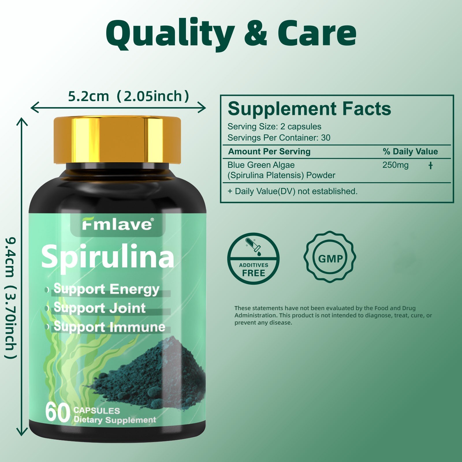 Chlorella Spirulina Organic | 60/120/240 caps | Vegetarian, Non-GMO | by Fmlave