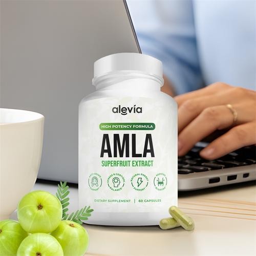 Alevia Organic Amla Capsules 1000mg Indian Gooseberry Antioxidant Supplement 60c