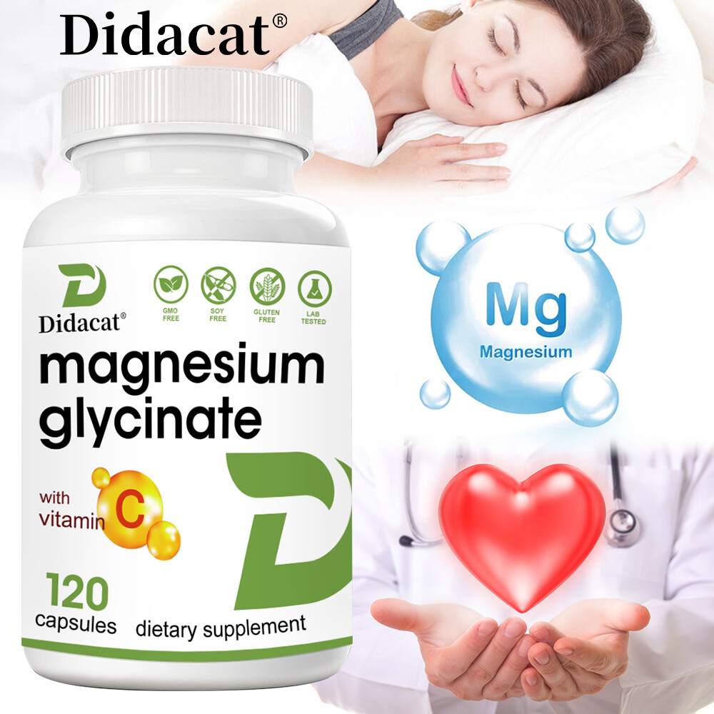 Magnesium Glycinate 1000mg – 30/60/120Caps For Sleep, Stress Relief Support Bone