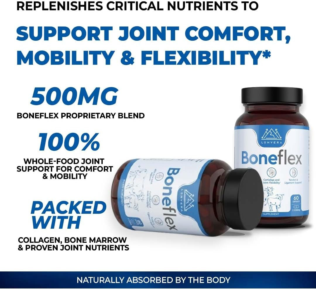 Boneflex Glucosamine Chondroitin MSM Turmeric Joint Support Supplement with Gras