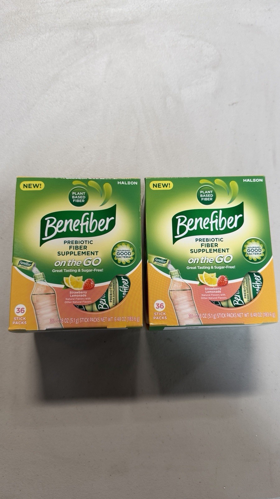 2-pack Benefiber Fiber Supplement Strawberry Lemonade On The Go Stick 36(05/2026