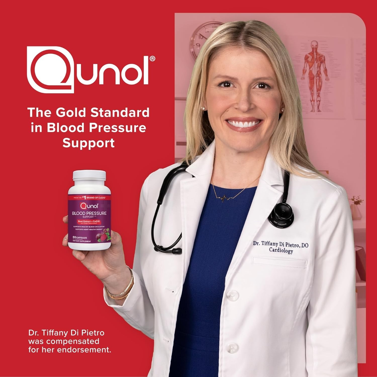Qunol Blood Pressure Support, 3 in 1 Beets + CoQ10 + 120 Count (Pack of 1)