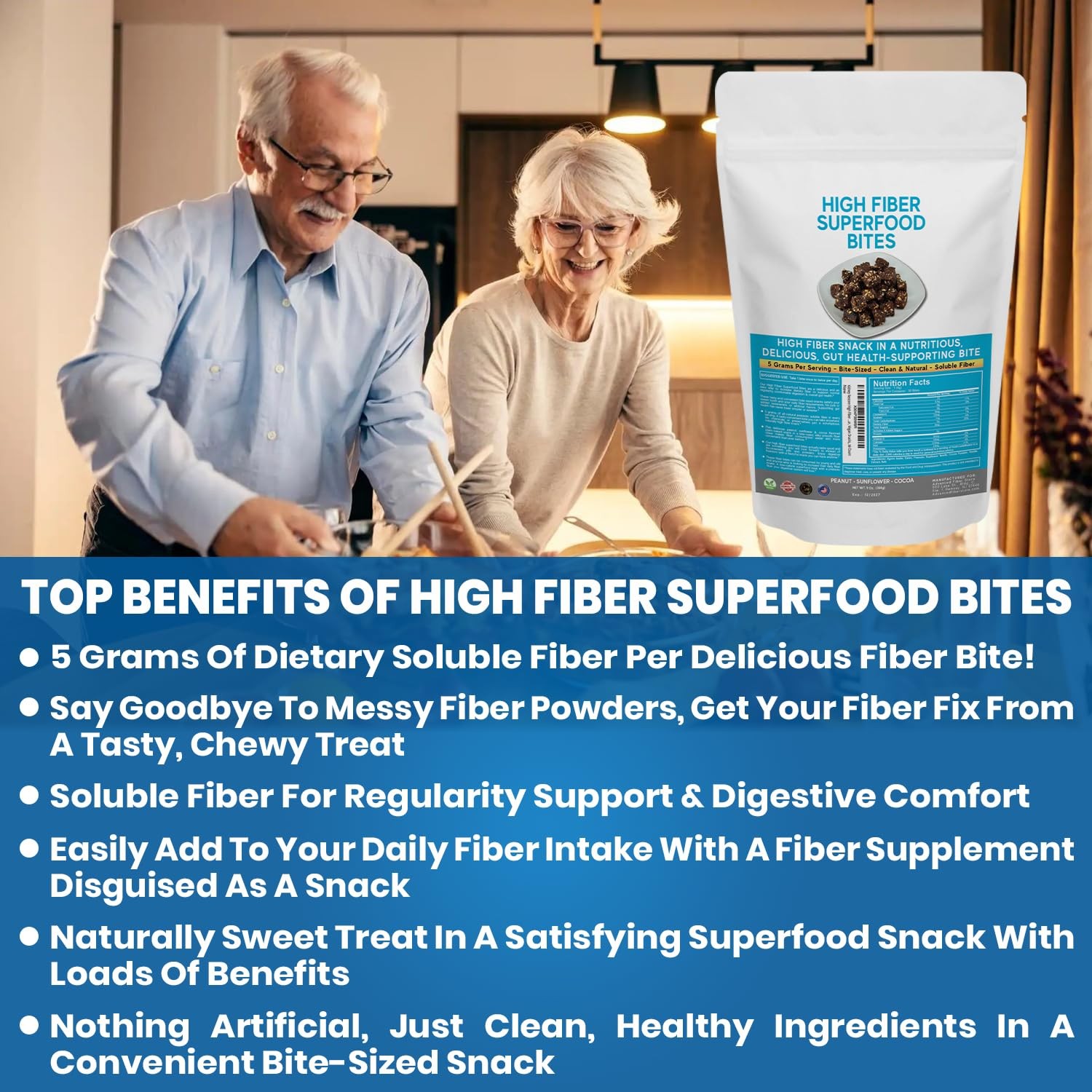 High Fiber Superfood Bites 5g, Clean Fiber Snacks for Adults, Peanut, Cocoa, …