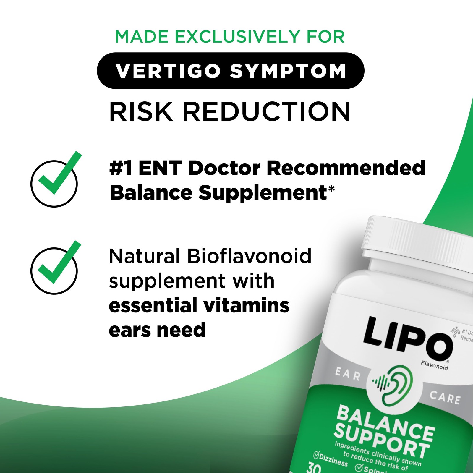Lipo-Flavonoid for Vertigo & Dizziness Relief, 30 Count (Pack of 1), No Color