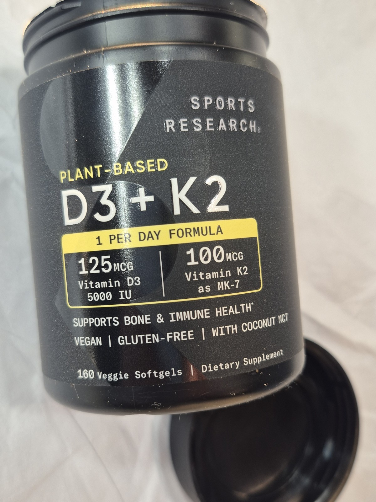Sports Research D3 + K2 5000 IU 160 Softgels Vegan MK-7 Plant Based New Sealed