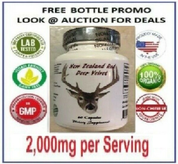 NEW ZEALAND RED DEER ANTLER VELVET “2000mg 4:1 Extract” IGF-1 Pure Exp: 12/2028