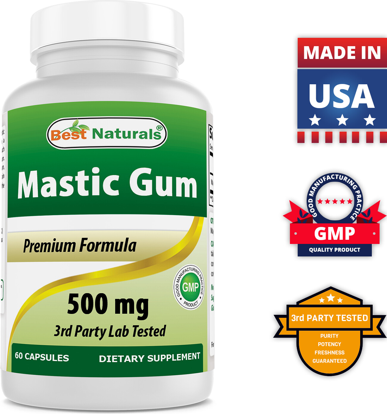 3 Pack Best Natural Mastic Gum 500 mg 60 Capsules
