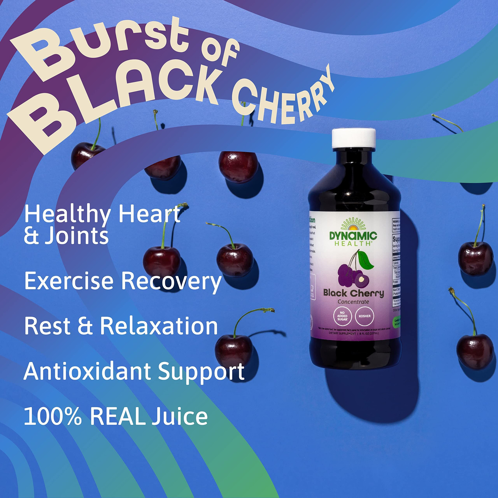 Dynamic Health Pure Black Cherry Unsweetened 100% Juice 8 Ounce (Pack of 1)