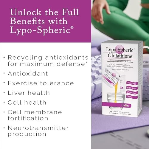 Lypo-Spheric Glutathione 450mg – 30 Packets, Liposome Encapsulated, Non-GMO, Max