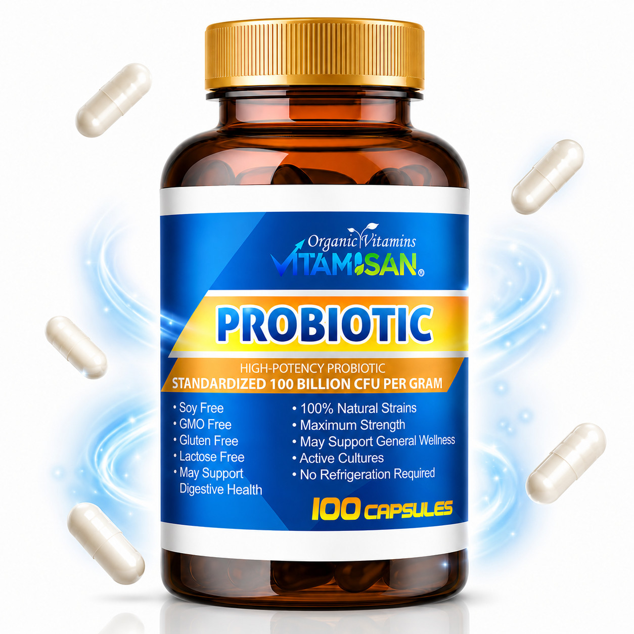 Probiotics 100 Billion CFU High Potency Digestive Immune Health Support 100 Caps