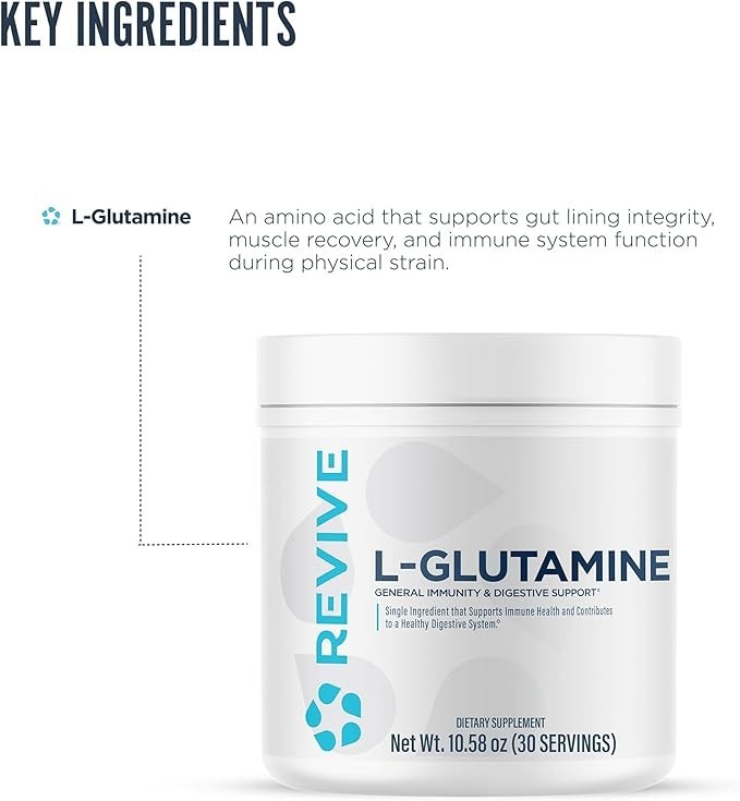 REVIVE Glutamine Powder for Muscle & Immune Health – 30 Servings Exp 07/2027