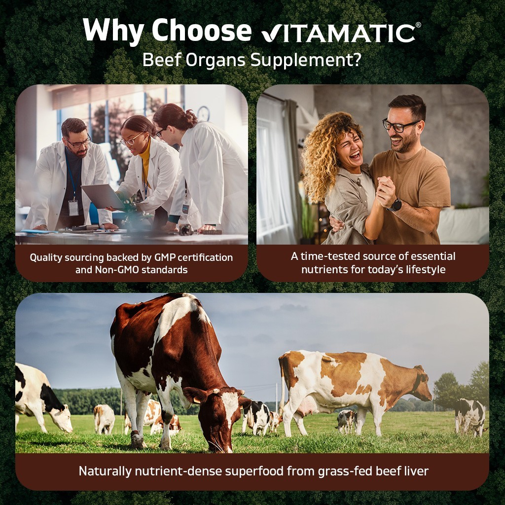 Vitamatic Grass-Fed Beef Bone & Marrow – Freeze-Dried, Non-GMO- 180 Caps
