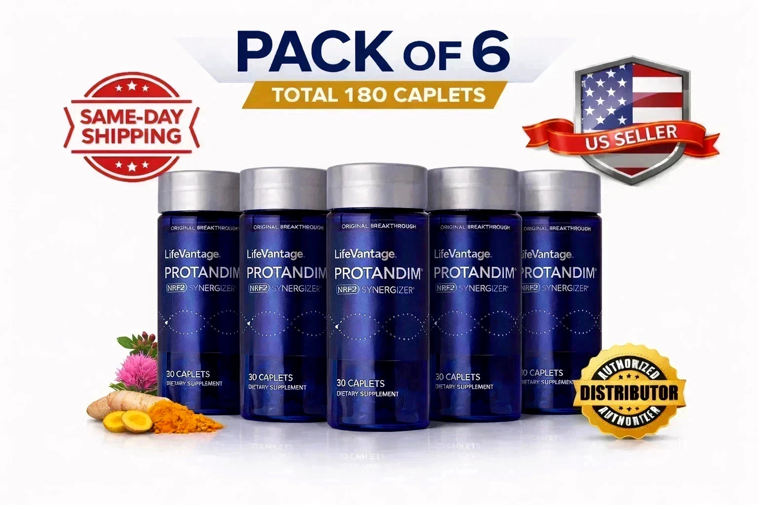 LifeVantage’ Protandim NRF2 Synergizer 180 Caplets Pack of 6(180 Caplets) Sealed