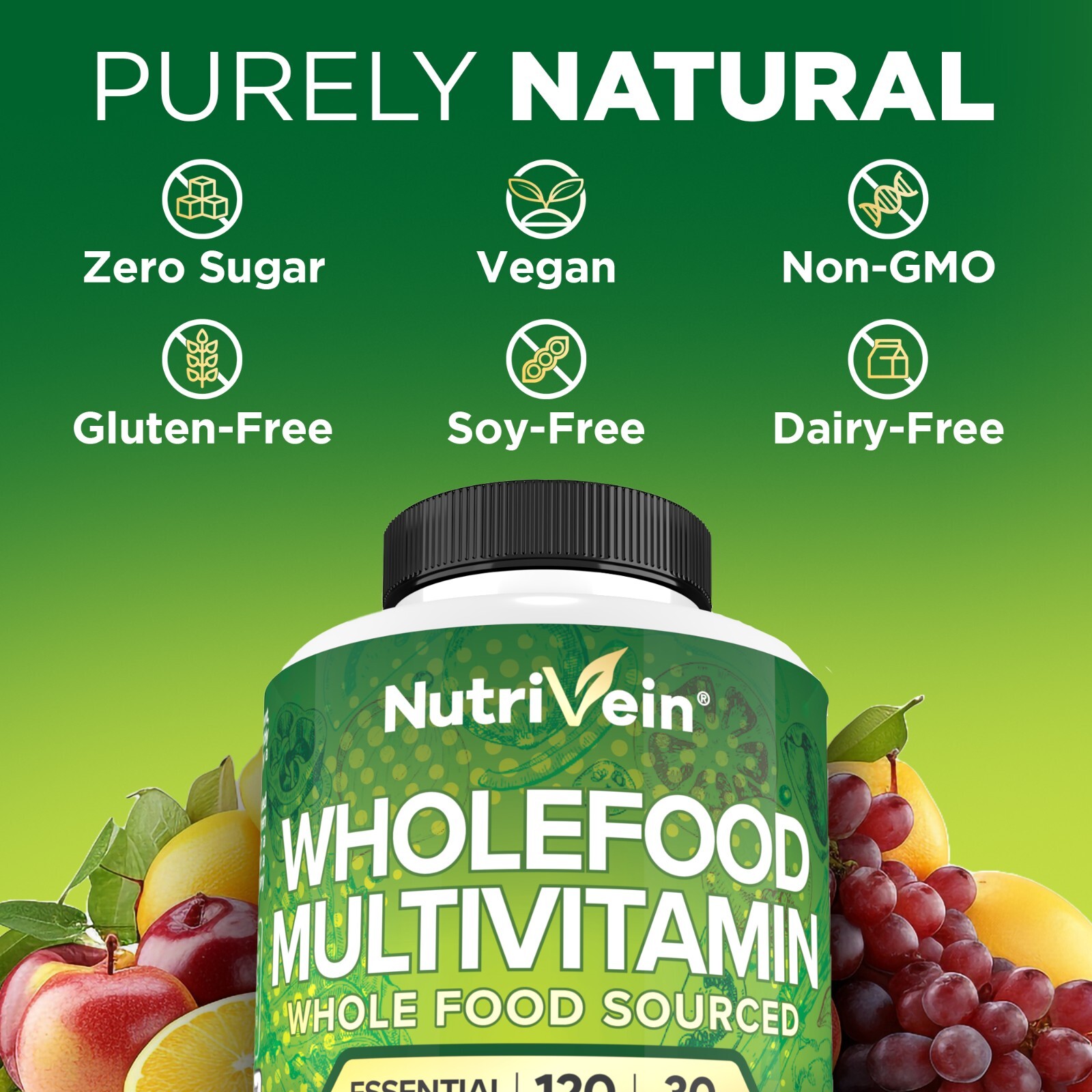 Nutrivein Whole Food Multivitamin – Complete Daily Vitamins For Men and Women