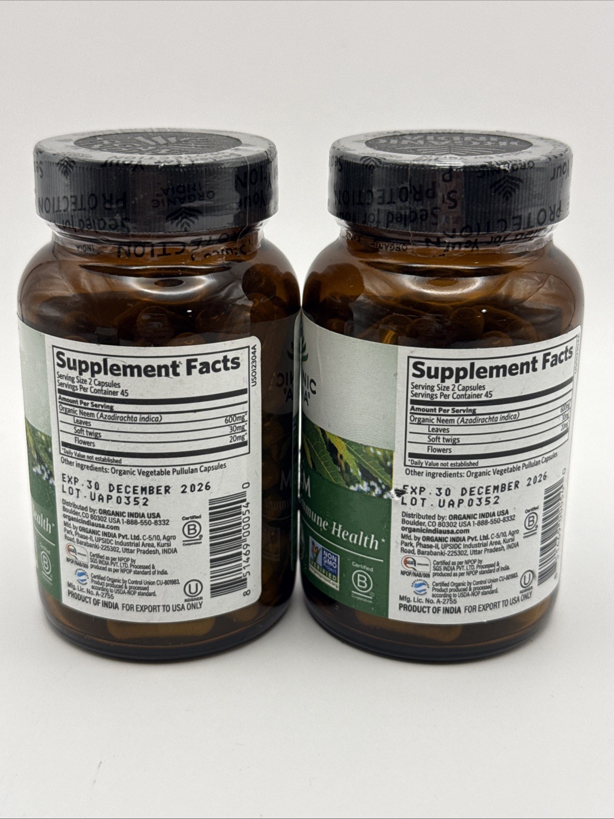 Organic India Neem – Supports Skin & Immune Health – 90 capsules – Exp 12/26